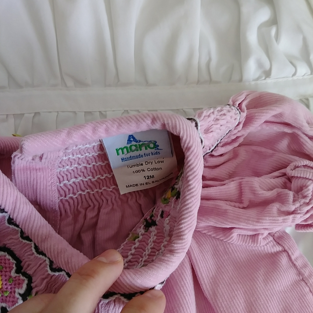 Pink Curdoroy Smocked Dress